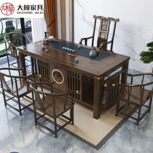 Bàn trà gỗ nguyên khối Bàn trà Trung Quốc và bộ ghế văn phòng hộ gia đình kung fu Bàn trà tích hợp Bàn trà gỗ sồi Bàn trà