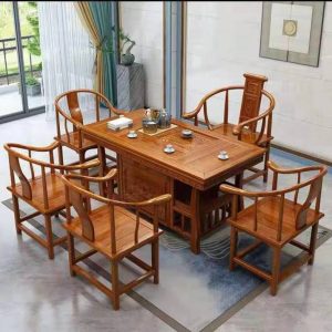 Bàn trà gỗ nguyên khối Bàn trà văn phòng bộ đầy đủ Bàn trà mới của Trung Quốc bàn cà phê bàn lưỡng dụng hai trong một - Hình 4