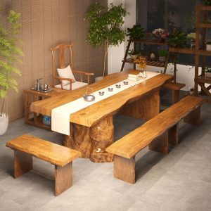 Bàn trà gỗ nguyên khối phong cách Trung Quốc mới phòng khách Bàn trà lớn và ghế phòng tiếp khách Phòng trà trọn bộ Bàn trà