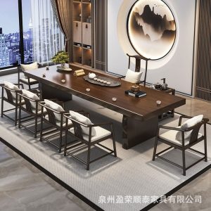 Bàn trà gỗ phong cách Trung Quốc Bàn trà gỗ chắn chắn cỡ lớn cho phòng khách & văn phòng - Hình 2