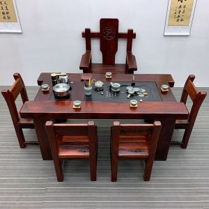 Bàn trà Gỗ thuyền Bàn trà gỗ và ghế bàn cà phê bàn gỗ nguyên khối nhà mới Bàn trà kiểu Trung Quốc Bàn trà kung fu bộ bàn ghế đơn giản - Hình 4