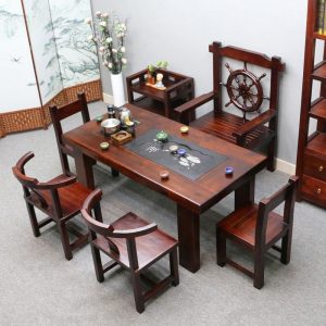 Bàn trà Gỗ thuyền Bàn trà gỗ và ghế nhà Bàn trà gỗ đặc căn hộ nhỏ ban công văn phòng Bàn trà Kung Fu bộ ấm trà - Hình 3