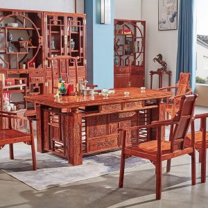Bàn trà Hedgehog gỗ đàn hương đỏ bàn ghế Bàn trà gỗ hồng đào phong cách Trung Quốc mới gỗ rắn văn phòng chào mừng Bàn trà nhỏ Bàn trà - Hình 2
