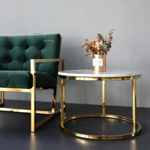 Bàn trà Hiện Đại Tối Giản Bàn Cà Phê Căn Hộ Nhỏ Cuối Bàn kiểu Italy Inox Phòng Khách Mặt Tròn Bàn Nội Thất Gia Đình Z