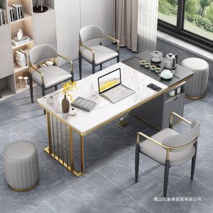 Bàn trà Hiện đại tối giản nhẹ nhàng sang trọng Bàn trà đá phiến bàn làm việc tích hợp Bàn trà ban công căn hộ chung cư nhỏ - Hình 2