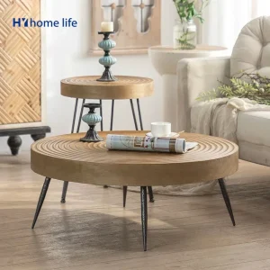 Bàn trà HY Sáng Tạo Theo Phong Cách Nhật Bản Wabi Sabi Chỗ Ở Gỗ Tròn Bàn Cà Phê Họ Phòng Khách Nhỏ Bắc Âu Retro Nhẫn Nội Thất