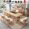 Bàn trà kiểu mới của Trung Quốc và ghế đơn giản Zen Kung Fu bộ trà phòng trà văn phòng gia đình Bàn trà bằng gỗ nguyên khối Bàn trà