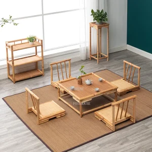 Bàn trà Kiểu Nhật Bàn Trà Nhà Tất Nam Bàn Nhỏ Bàn Ban Công Vịnh Cửa Sổ Hộ Gia Đình Mây Tre Thấp Vuông Bàn Z - Hình 2