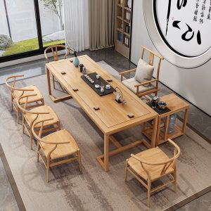 Bàn trà kiểu Trung Quốc mới trọn bộ kiểu Nhật Bàn trà gỗ nguyên khối bàn ghế đơn giản tại nhà văn phòng Bàn trà Kung Fu - Hình 4