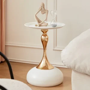 Bàn trà Kim loại Bắc Âu Bên Bàn Thiết Kế Rõ Ràng kiểu Italy Hành Lang Bàn Trắng Tối Giản Mesa Phụ Trợ Salon Trang Trí Phụ Kiện - Hình 3