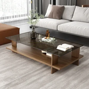 Bàn trà Kính Trong Suốt Bắc Âu Bàn Góc Sáng Tạo Độc Đáo Đứng Bên Bàn Thẩm Mỹ Hình Chữ Nhật Bàn Basse Nội Thất Gia Đình - Hình 2