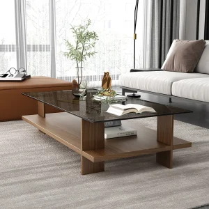 Bàn trà Kính Trong Suốt Bắc Âu Bàn Góc Sáng Tạo Độc Đáo Đứng Bên Bàn Thẩm Mỹ Hình Chữ Nhật Bàn Basse Nội Thất Gia Đình - Hình 3