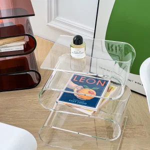 Bàn trà LA Bắc Âu Acrylic Trong Suốt Cá Tính Bên Bàn Nội Thất Phòng Khách Trang Trí Nhà Tối Giản Nhỏ Kệ Sách Tạp Chí Giá