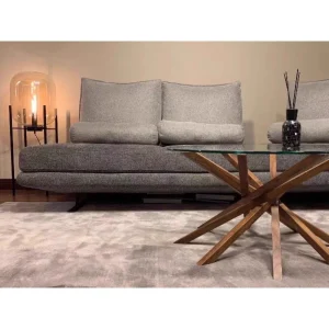 Bàn trà Lưới Đỏ Tròn Gỗ Chắc Chắn Bàn Phòng Khách B&B Đèn Tròn Sang Trọng Nhà Thiết Kế Đơn Giản Hiện Đại Kính Cường Lực Bắc Âu - Hình 3