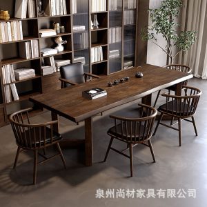 Bàn trà Mới phong cách Trung Hoa Bàn trà gỗ nguyên bộ hộ gia đình bảng lớn Bàn trà phòng khách đơn giản phòng khách Bàn trà ghế ban công Bàn trà - Hình 2