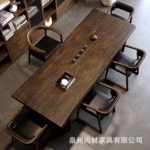 Bàn trà Mới phong cách Trung Hoa Bàn trà gỗ nguyên bộ hộ gia đình bảng lớn Bàn trà phòng khách đơn giản phòng khách Bàn trà ghế ban công Bàn trà - Hình 4