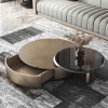 Bàn trà Ngăn Kéo Bàn Cà Phê Tròn Gỗ Trung Tâm Độc Đáo Sàn Sofa Bàn Cà Phê Giữa Thế Kỷ Retro Mesa Phụ Trợ Nội Thất Salon