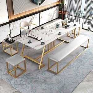 Bàn trà nhẹ nhàng sang trọng mặt đá tấm bàn ghế một phòng tiếp khách văn phòng tiếp tân Bàn trà ban công phòng khách Bàn trà kung fu - Hình 2