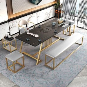 Bàn trà nhẹ nhàng sang trọng mặt đá tấm bàn ghế một phòng tiếp khách văn phòng tiếp tân Bàn trà ban công phòng khách Bàn trà kung fu - Hình 3
