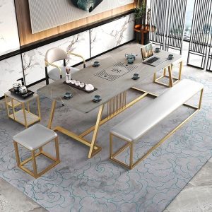 Bàn trà nhẹ nhàng sang trọng mặt đá tấm bàn ghế một phòng tiếp khách văn phòng tiếp tân Bàn trà ban công phòng khách Bàn trà kung fu - Hình 4