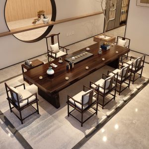 Bàn trà Phong cách Trung Hoa mới chắc chắn Bàn trà gỗ đăng nhập lớn bảng nhà Bàn trà và ghế văn phòng đơn giản uống trà kung fu Bàn trà đầy đủ - Hình 2