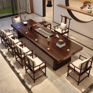 Bàn trà Phong cách Trung Hoa mới chắc chắn Bàn trà gỗ đăng nhập lớn bảng nhà Bàn trà và ghế văn phòng đơn giản uống trà kung fu Bàn trà đầy đủ