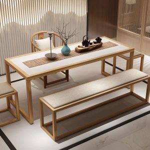 Bàn trà Phong Cách Trung Hoa Mới Gỗ Chắc Chắn Bàn Ghế Kung Fu Bàn trà Thiền Bàn Cà Phê Sắt Nghệ Thuật Hộ Gia Đình Bàn trà Full Ban Công - Hình 2