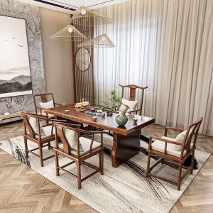 Bàn trà Phong cách Trung Hoa mới lớn bảng gỗ chắc chắn Bàn trà phòng khách phòng khách Bàn trà văn phòng đàm phán nhật kkiểu Italy Bàn trà và ghế - Hình 2