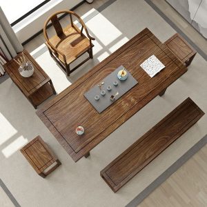 Bàn trà Phong cách Trung Quốc mới Bàn trà gỗ chắc chắn phòng trà văn phòng Bàn trà và ghế nhà phòng khách ban công Bàn trà nhỏ đầy đủ - Hình 3