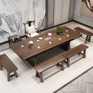 Bàn trà Phong cách Trung Quốc mới Bàn trà gỗ đặc phong cách Trung Quốc bảng lớn Bàn trà Bàn trà văn phòng tại nhà phòng trà bàn cà phê - Hình 3