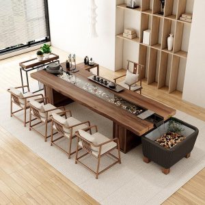 Bàn trà Phong cách Trung Quốc mới gỗ chắc chắn chạy nước Bàn trà và ghế phong cảnh văn phòng nuôi cá chu kỳ bảng lớn bàn cà phê bàn pha trà