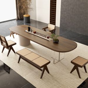 Bàn trà phong cách wabi-sabi hiện đại bàn ghế văn phòng gỗ đặc Bàn trà bảng lớn bàn nhà Bàn trà gỗ kiểu Trung Quốc mới - Hình 2