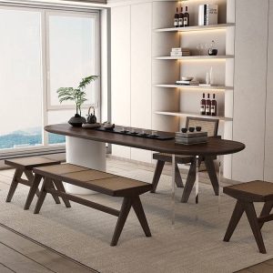Bàn trà phong cách wabi-sabi hiện đại bàn ghế văn phòng gỗ đặc Bàn trà bảng lớn bàn nhà Bàn trà gỗ kiểu Trung Quốc mới - Hình 3