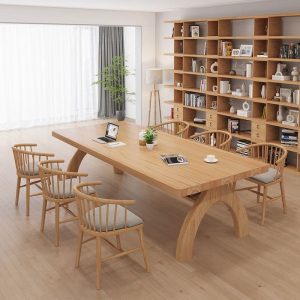 Bàn trà Phòng khách phong cách Bắc Âu bàn lớn Bàn trà gỗ chắc chắn và ghế bàn học nhiều người bàn dài tối giản hiện đại bàn làm việc