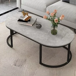 Bàn trà Phòng Khách Tay Cầm Bàn Ăn Bắc Âu Cao Cấp Sắt Trắng Dễ Thương Đá Cẩm Thạch Bảo Quản Sách Bàn Couchtisch Đồ Gỗ Nội Ngoại Thất MZY - Hình 4