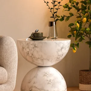 Bàn trà Sáng Tạo Đá Cẩm Thạch Hoa Văn Bàn Thiết Kế Ghế Sofa Phòng Khách Bên Tròn Góc Bàn Phòng Ngủ Bàn Đầu Giường Nội Thất - Hình 3