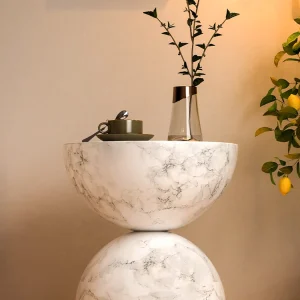 Bàn trà Sáng Tạo Đá Cẩm Thạch Hoa Văn Bàn Thiết Kế Ghế Sofa Phòng Khách Bên Tròn Góc Bàn Phòng Ngủ Bàn Đầu Giường Nội Thất - Hình 4