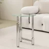 Bàn trà Sang Trọng Bàn Sofa Bên Bàn Trà Tròn Inox Phòng Khách Đá Phiến Nội Thất Sáng Tạo Đầu Giường Kính Bàn Trà