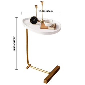 Bàn trà Sofa chữ C Bàn phụ Bàn đa năng bằng gỗ MDF kim loại hàng đầu Thiết kế tiết kiệm không gian cho phòng khách Phòng ngủ - Hình 4