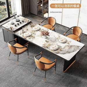 Bàn trà tấm đá sang trọng nhẹ đầy đủ bộ Bàn trà đảo nhà tối giản hiện đại và ghế Bàn trà di động văn phòng - Hình 2
