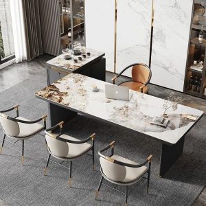 Bàn trà tấm đá sang trọng nhẹ đầy đủ bộ Bàn trà đảo nhà tối giản hiện đại và ghế Bàn trà di động văn phòng - Hình 3