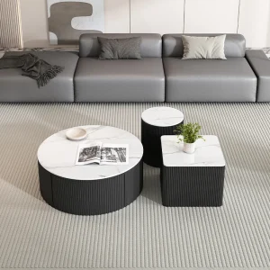 Bàn trà Thiết Kế Hiện Đại Bàn Cà Phê Tầng Đen Trung Tâm Bàn Cà Phê Tròn Bắc Âu Mesa De Centro De Sala Nội Thất Phòng Khách - Hình 3