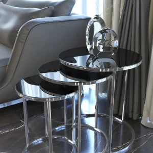Bàn trà Trang Trí Nội Thất Bàn Cà Phê Zigon 3 Phần Vàng (Gương Đồng) Sản Xuất Và Chất Lượng Bàn Cà Phê Thổ Nhĩ Kỳ Chiều Cao (58-54-50cm) Thiết Kế Thời Trang - Hình 2