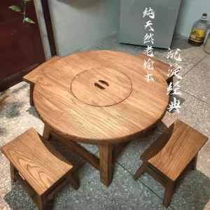 Bàn trà tròn nhỏ Bàn trà nướng thịt Bàn lẩu bàn trà gỗ nguyên khối Bàn gỗ ngoài trời Bàn cafe - Hình 2