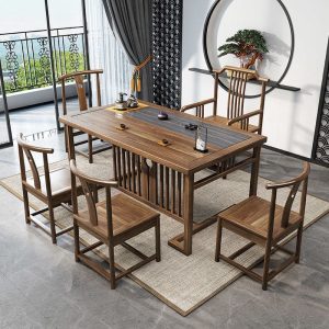 Bàn trà Trung Quốc mới Bàn trà Bàn trà Bàn trà nhà khách hàng Bàn trà gỗ Bàn trà ghế bộ bàn hoàn toàn tự động - Hình 2