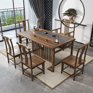 Bàn trà Trung Quốc mới Bàn trà Bàn trà Bàn trà nhà khách hàng Bàn trà gỗ Bàn trà ghế bộ bàn hoàn toàn tự động - Hình 3
