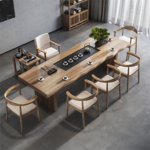 Bàn trà Trung Quốc mới Bàn trà gỗ chắc chắn Bàn trà Trung Quốc tấm lớn Bàn trà Bàn trà ghế văn phòng nhà phòng trà - Hình 4