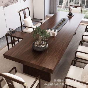 Bàn trà Trung Quốc mới phong cách Bàn trà gỗ nguyên bộ đầy đủ nhà khúc gỗ bảng lớn Bàn trà Bàn trà văn phòng ghế ban công Bàn trà bàn cà phê