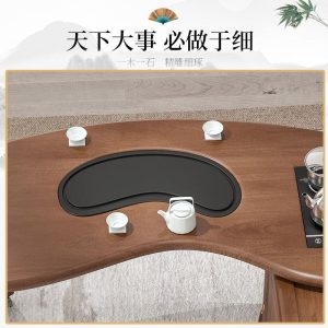 Bàn trà và ghế Bàn trà gỗ nguyên khối Bàn trà di động một căn hộ nhỏ Bàn trà đặt bàn cà phê kiểu Trung Quốc mới - Hình 4