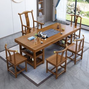 Bàn trà và ghế gỗ ván lớn phong cách Trung Quốc mới phòng khách bàn cà phê tại nhà văn phòng pha trà Bàn trà bộ Bàn trà - Hình 2